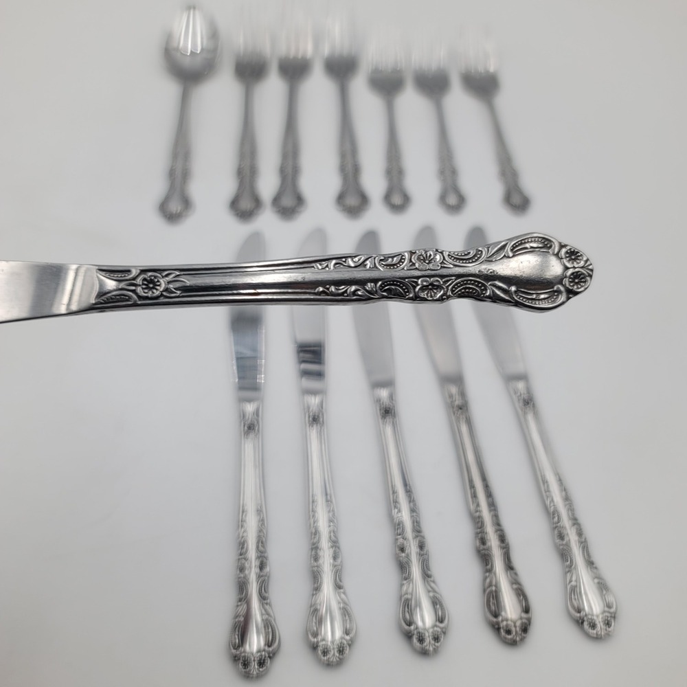 13pc Ekco Eterna Sandra Jeanne Stainless Flatware Japan Set Knives Forks Spoon